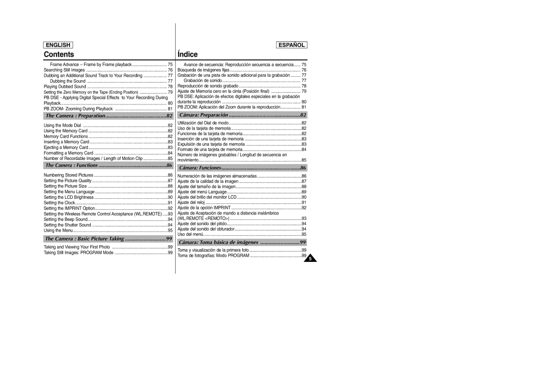 Samsung SCD6050, SCD6040 manual Contents Índice 