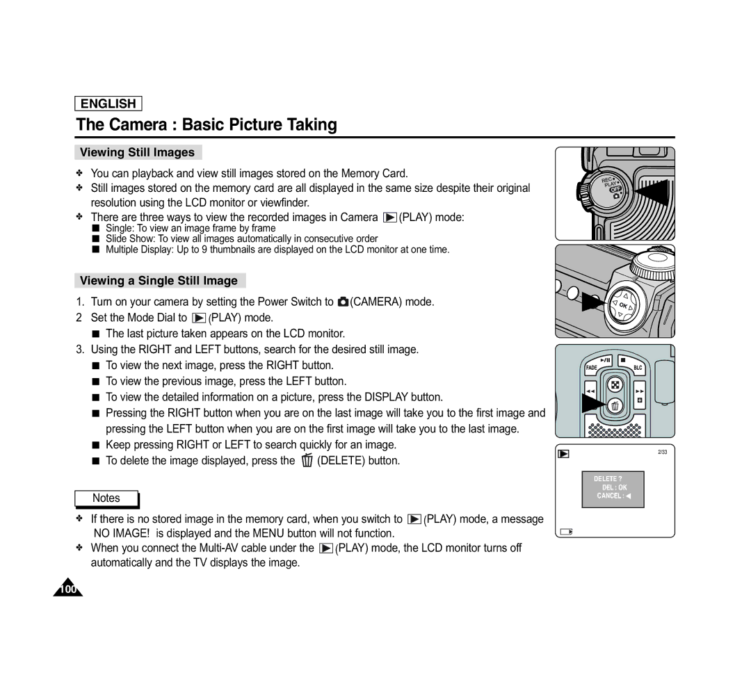 Samsung SCD6040 manual Viewing Still Images, Viewing a Single Still Image 