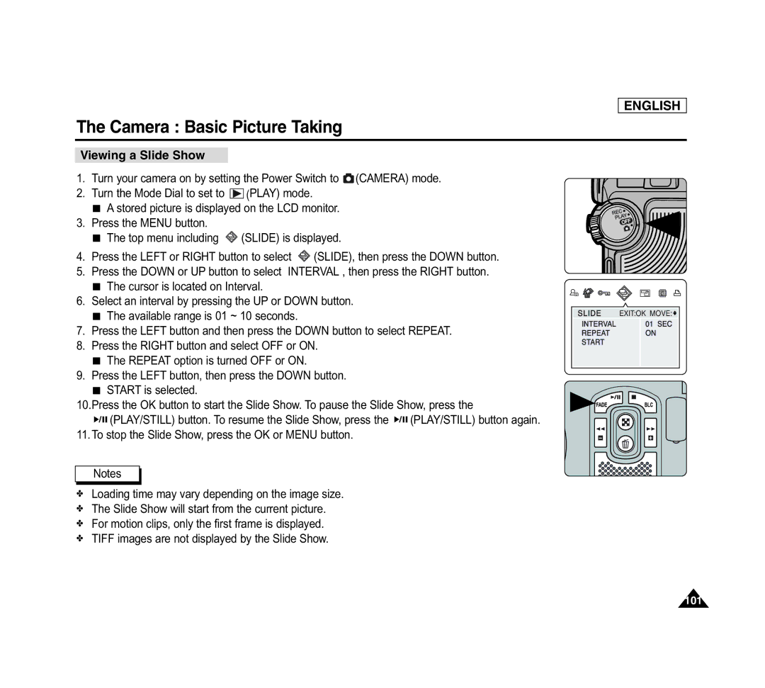 Samsung SCD6040 manual Viewing a Slide Show 