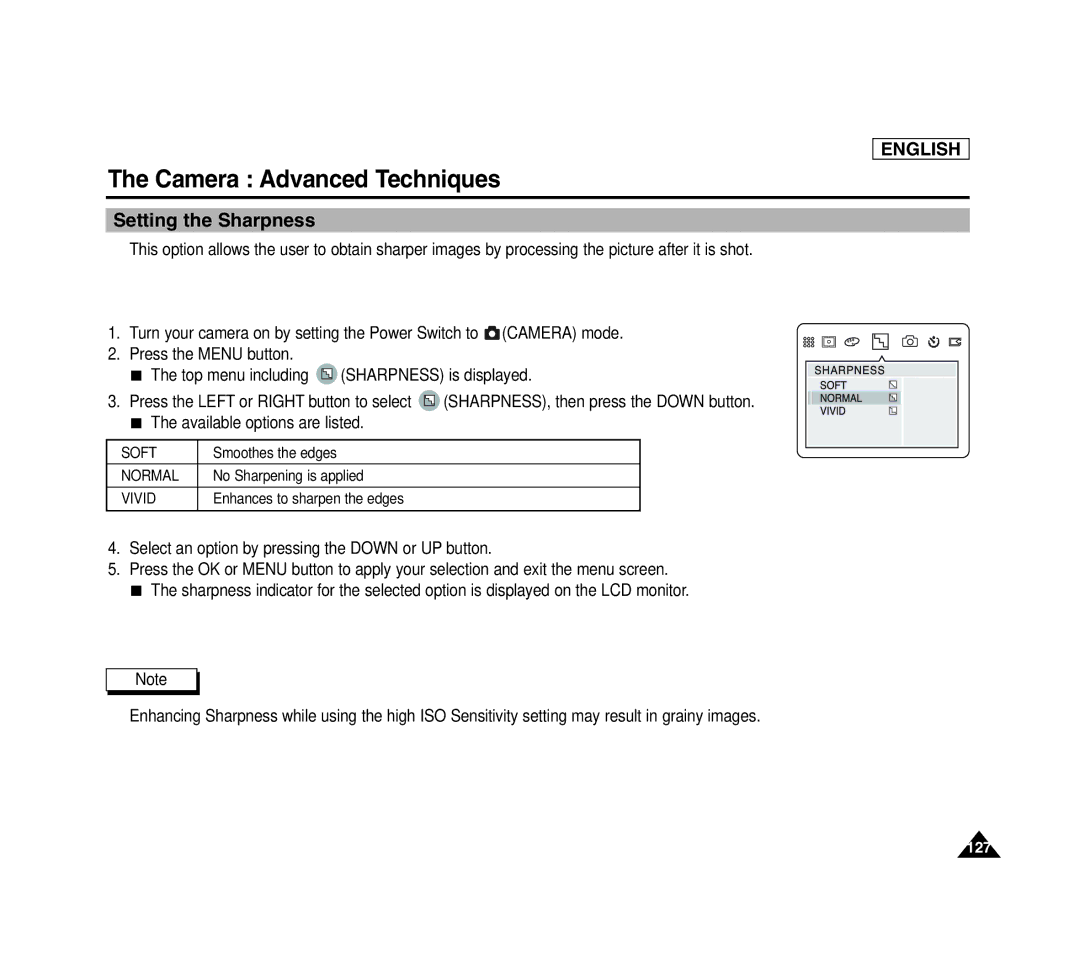 Samsung SCD6040 manual SettingQuick Stheart Sharpness 