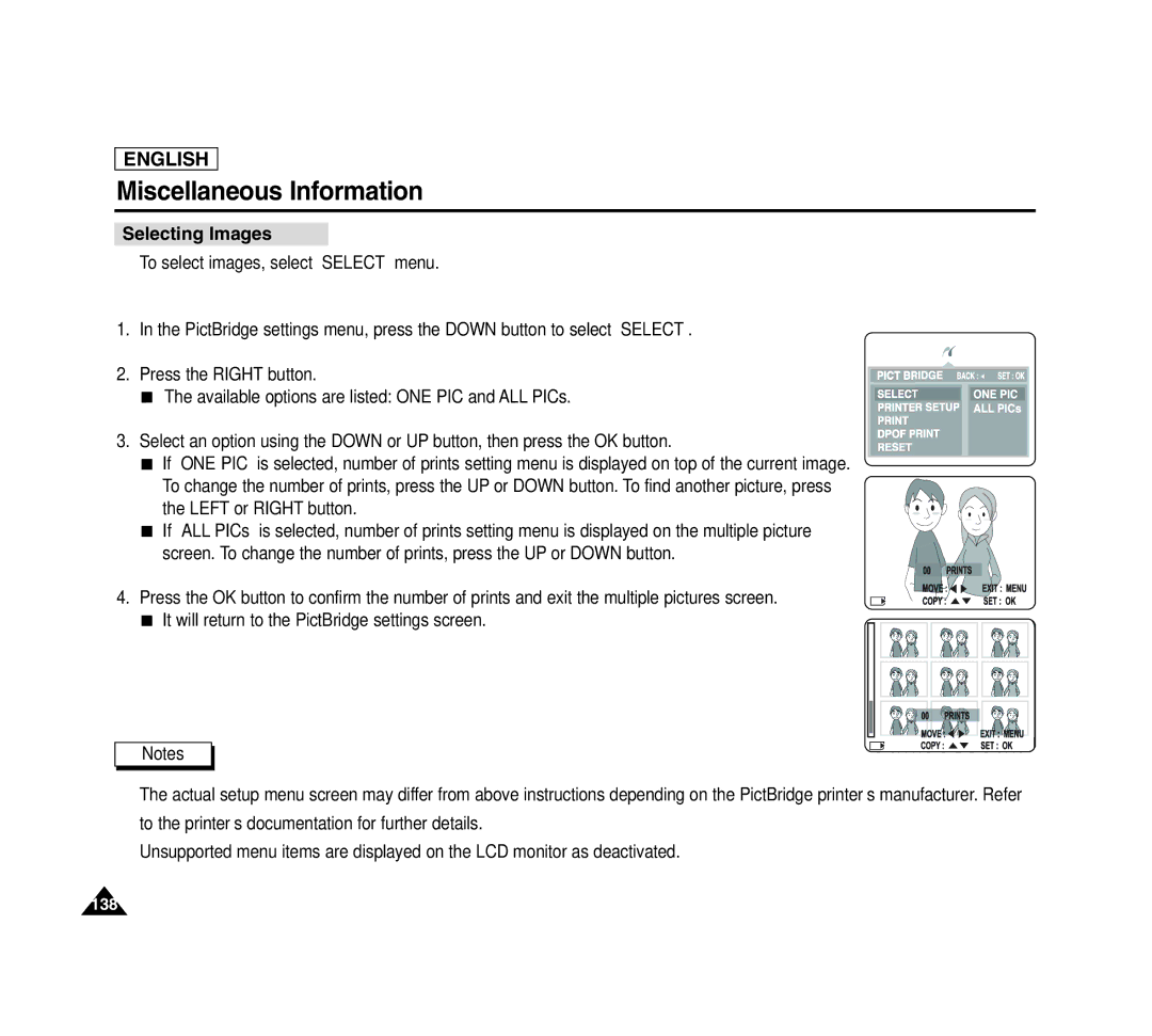 Samsung SCD6040 manual Selecting Images 