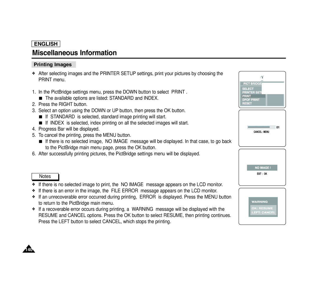 Samsung SCD6040 manual Printing Images 