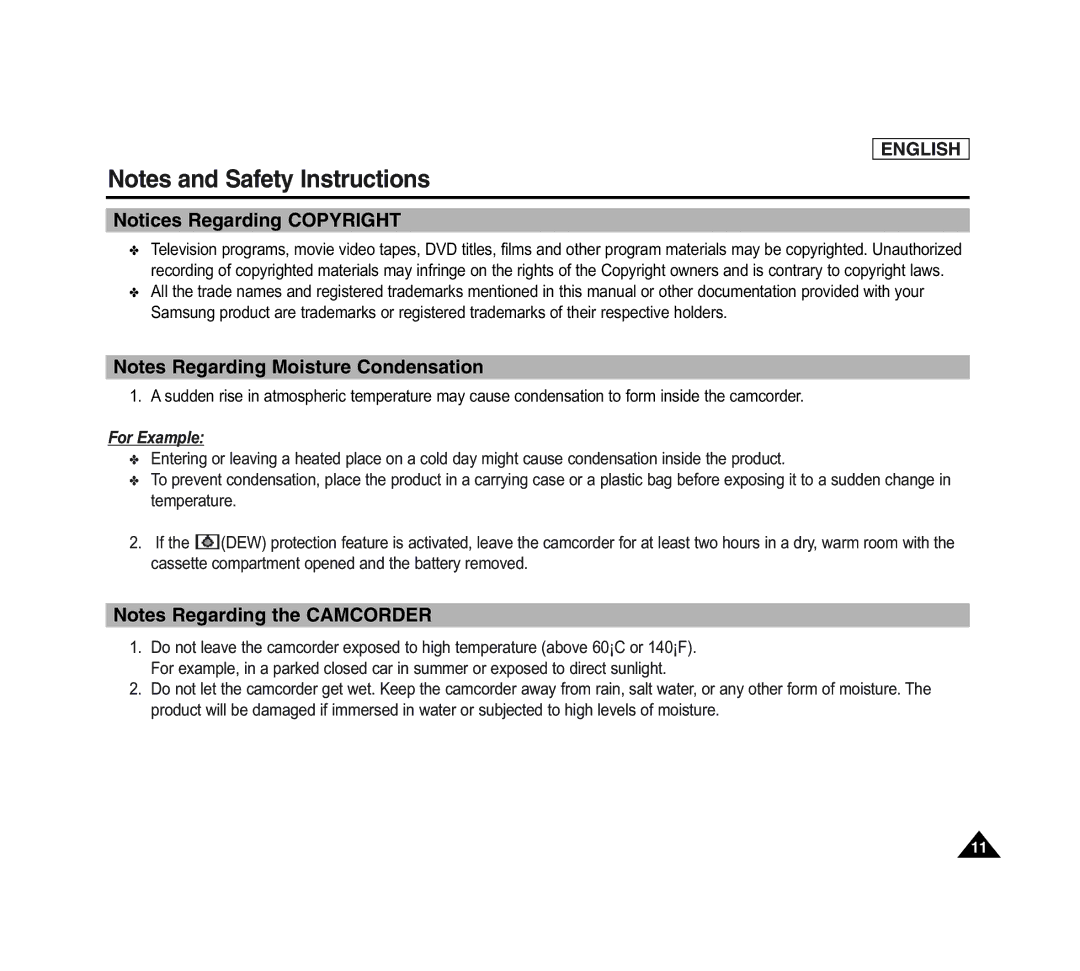 Samsung SCD6040 manual For Example 