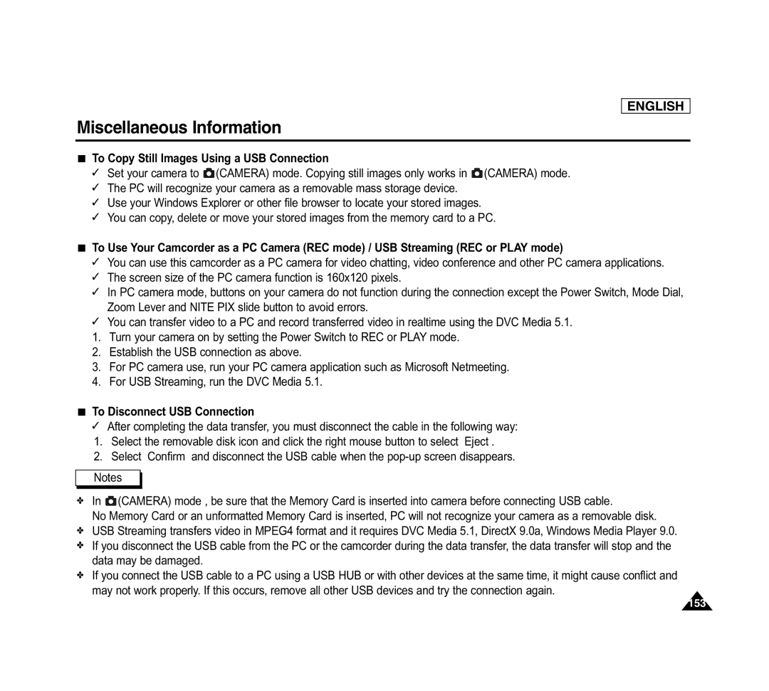 Samsung SCD6040 manual To Copy Still Images Using a USB Connection, To Disconnect USB Connection 