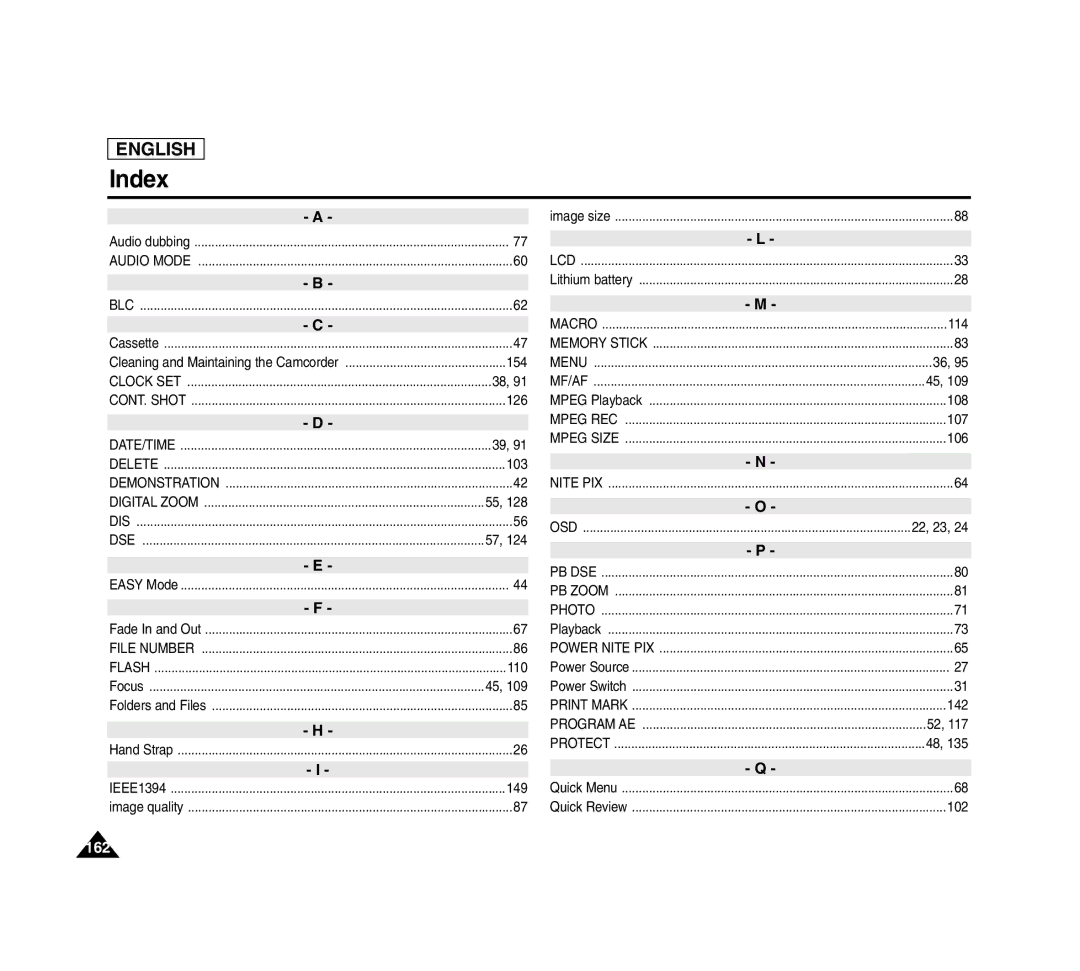 Samsung SCD6040 manual Index 