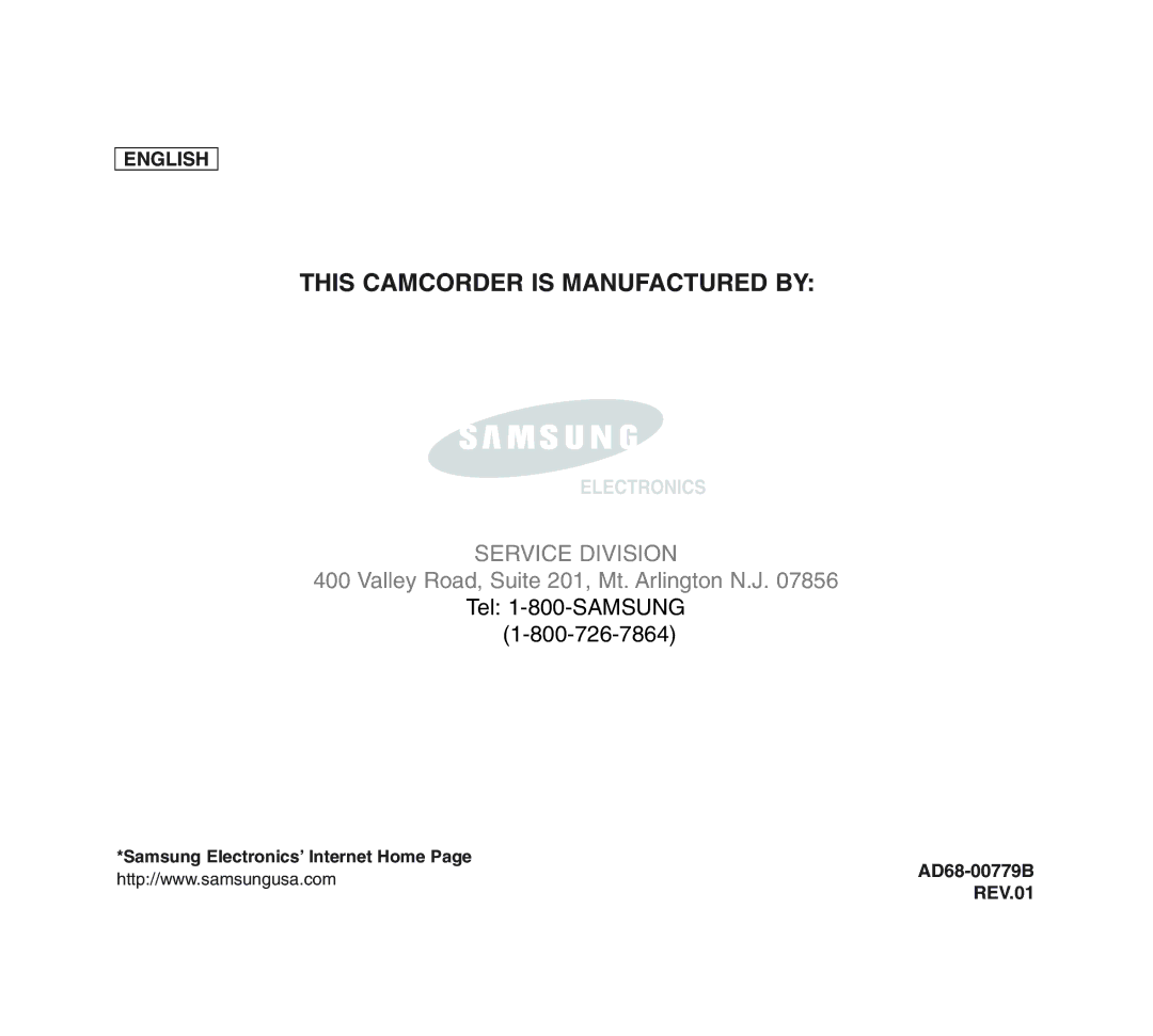 Samsung SCD6040 manual AD68-00779B, REV.01 