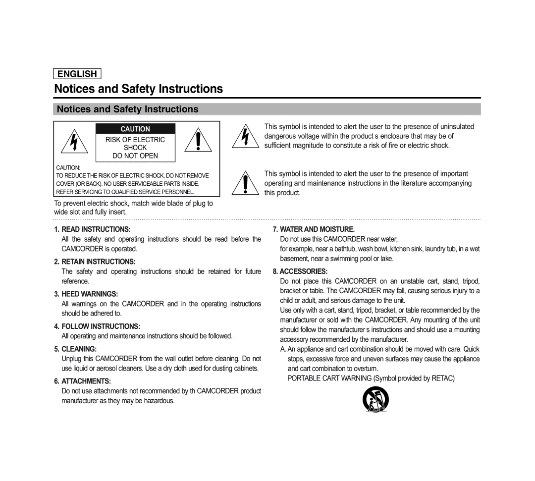 Samsung SCD6040 manual Read Instructions 