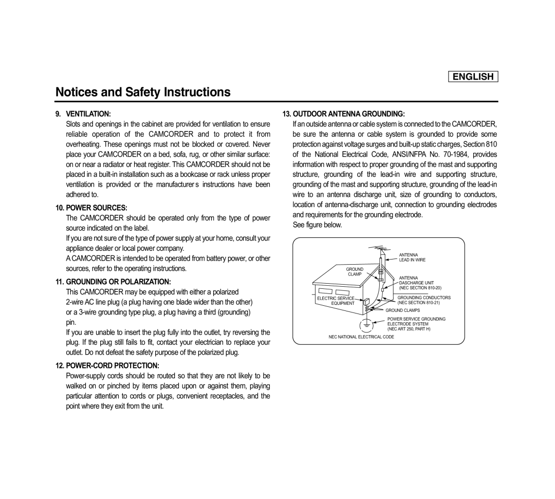 Samsung SCD6040 manual Ventilation 