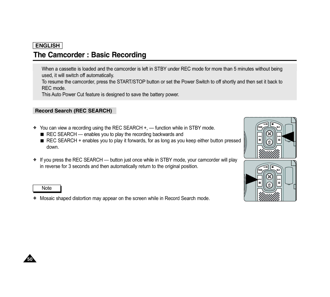 Samsung SCD6040 manual Record Search REC Search 