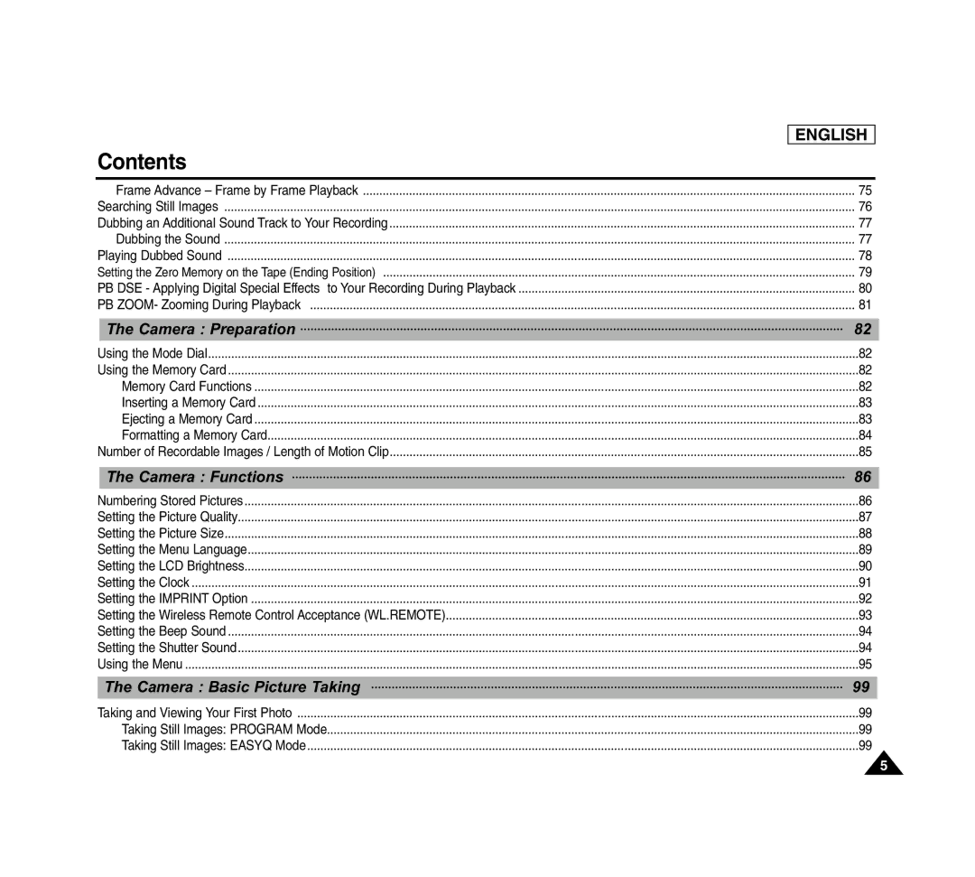 Samsung SCD6040 manual Camera Preparation 