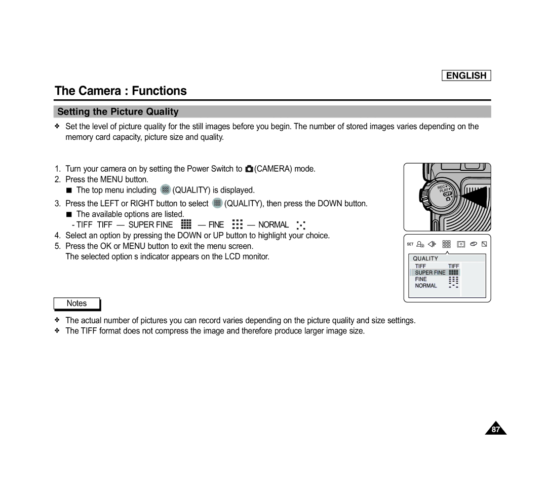 Samsung SCD6040 manual Setting the Picture Quality, Normal 