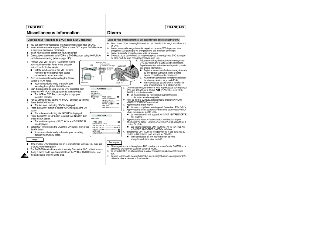 Samsung SCD6050/D6040 Copying Your Recording to a VCR Tape & DVD Recorder, Prepare your VCR or DVD Recorder to record 