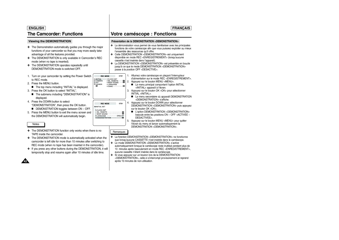 Samsung SCD6050/D6040 manual Viewing the Demonstration 