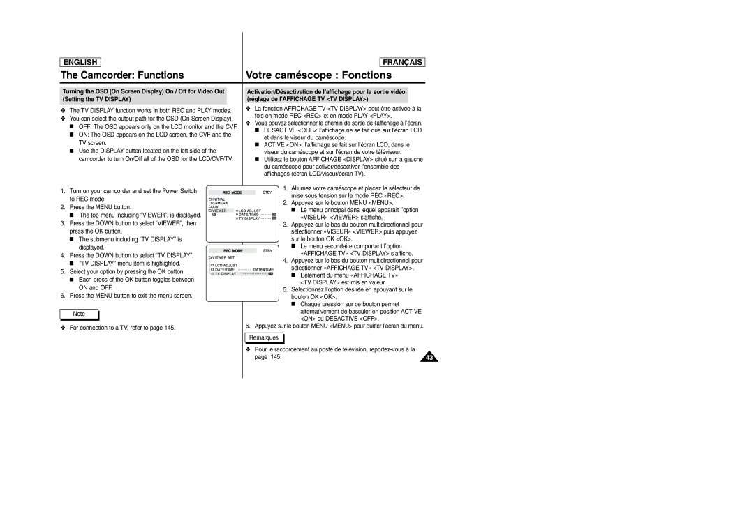 Samsung SCD6050/D6040 manual Top menu including VIEWER, is displayed 