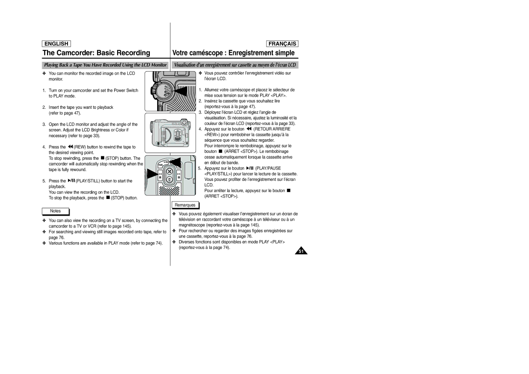 Samsung SCD6050/D6040 manual Vous pouvez contrôler l’enregistrement vidéo sur l’écran LCD 