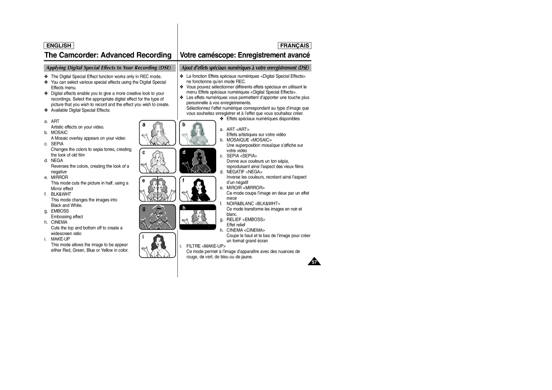 Samsung SCD6050/D6040 manual Applying Digital Special Effects to Your Recording DSE 