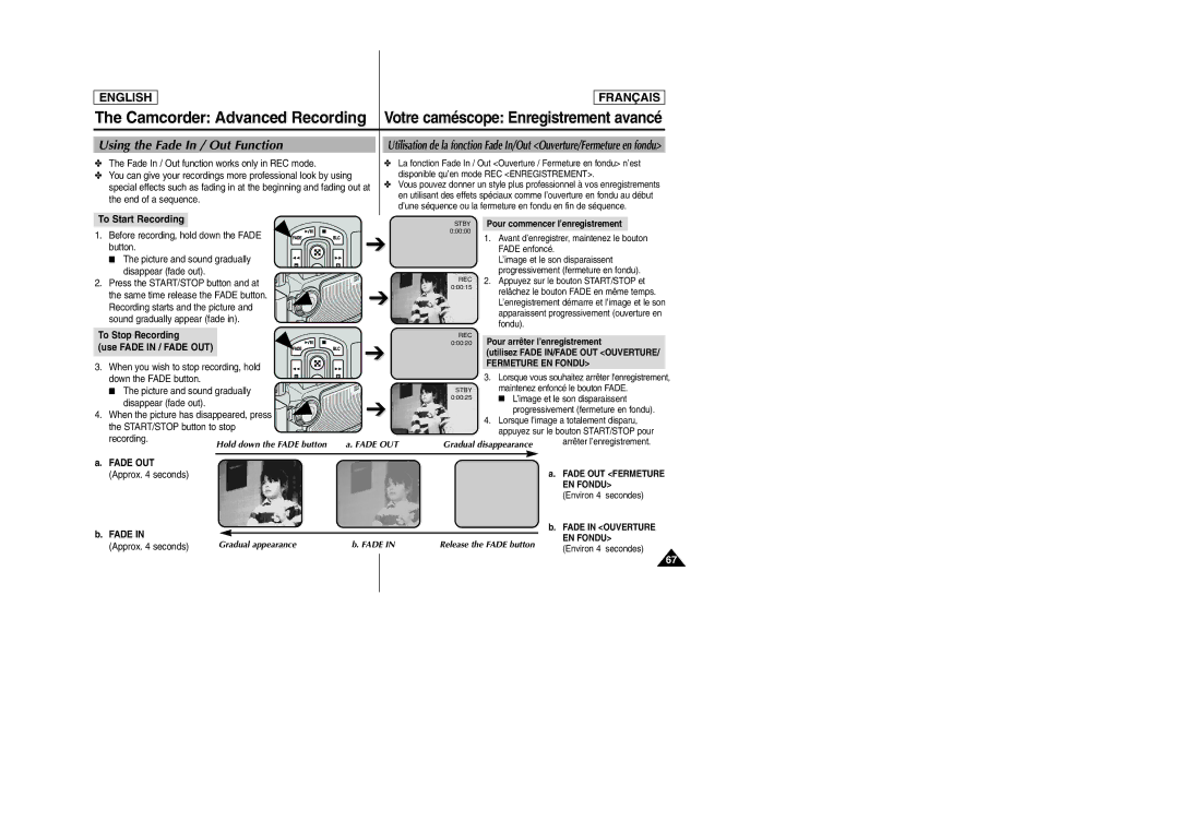 Samsung SCD6050/D6040 manual Using the Fade In / Out Function 