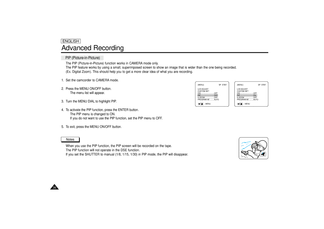 Samsung SCD67/D70 manual PIP Picture-in-Picture 