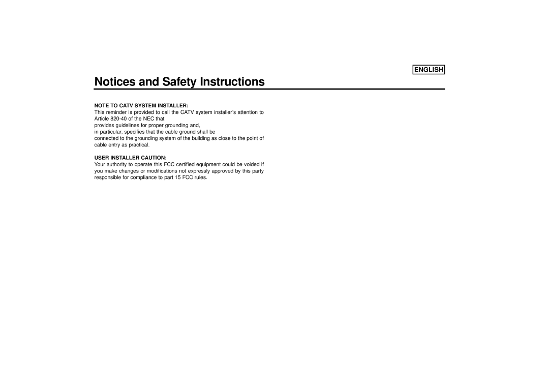 Samsung SCD67/D70 manual User Installer Caution 