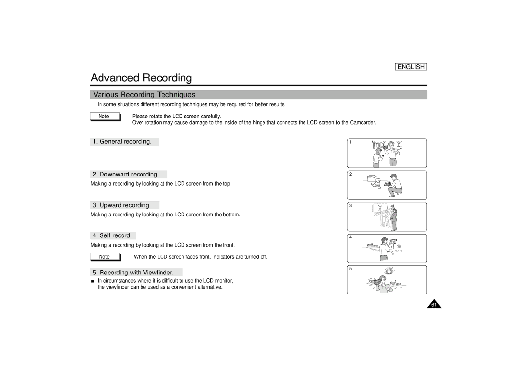 Samsung SCD67/D70 manual Various Recording Techniques, Self record 