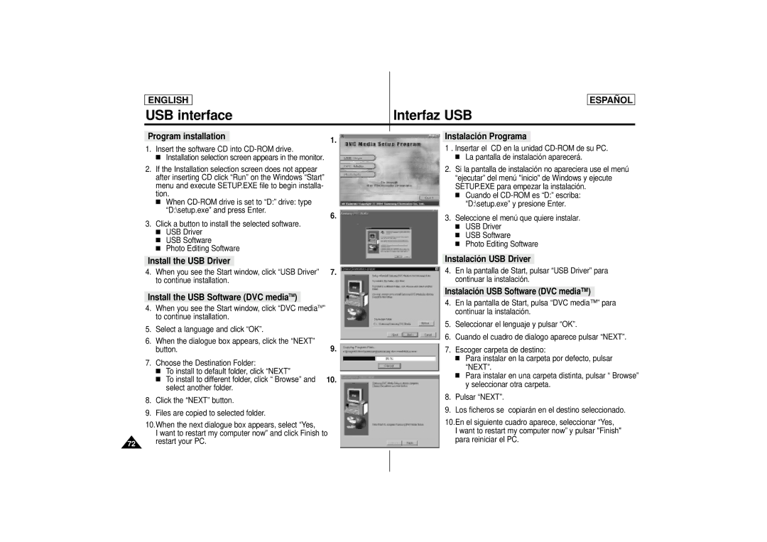 Samsung SCD77, SCD75, SCD 73 manual USB interface 