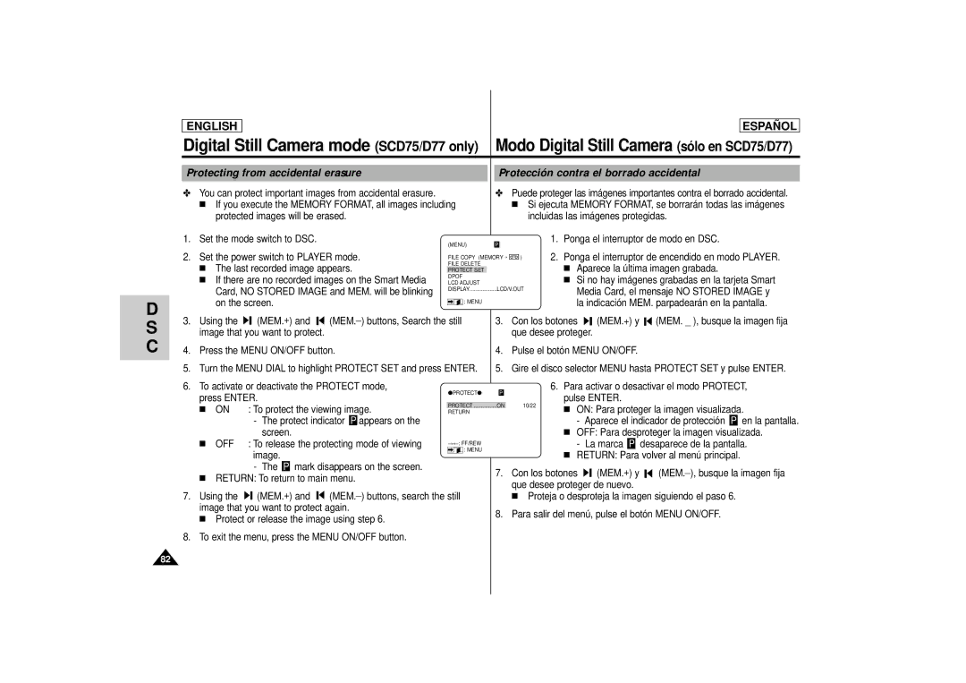 Samsung SCD75, SCD77, SCD 73 manual You can protect important images from accidental erasure 