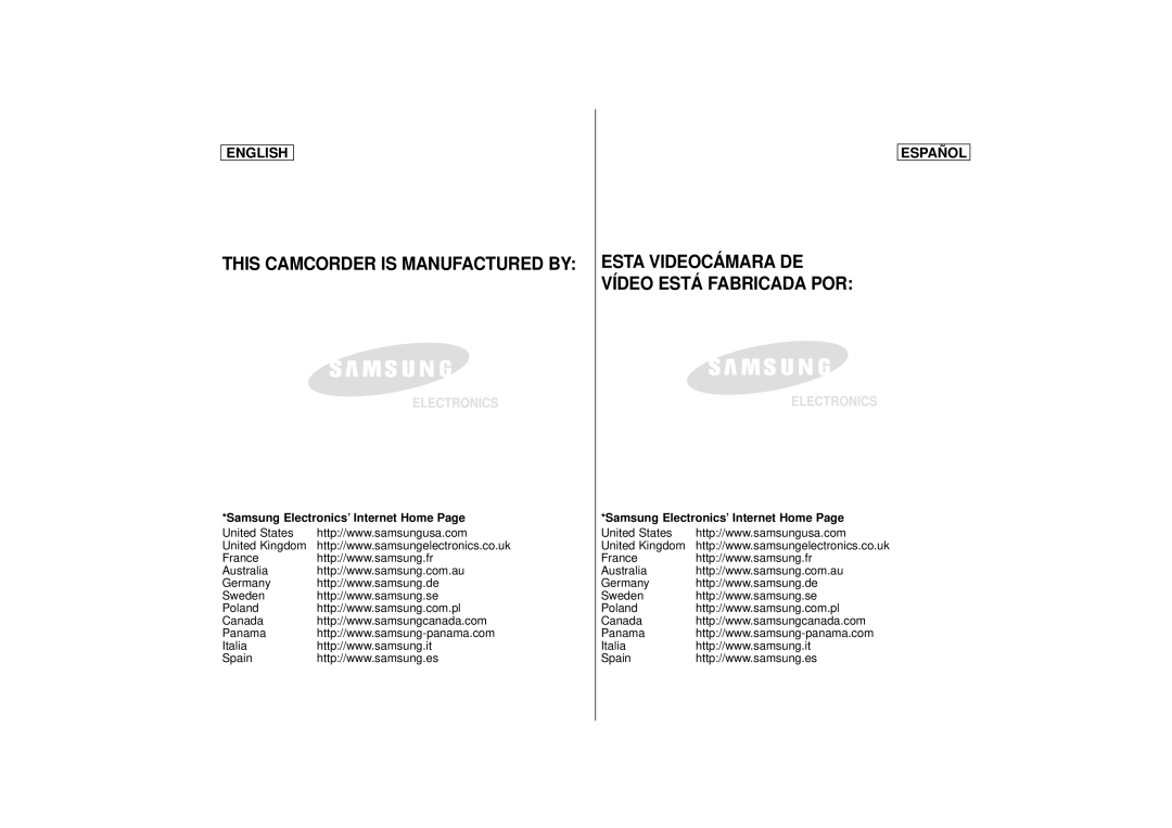 Samsung SCD75, SCD77, SCD 73 manual This Camcorder is Manufactured by, Samsung Electronics’ Internet Home 