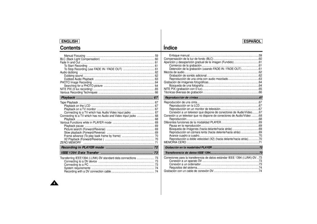 Samsung SCD80 manual Recording in Player mode 