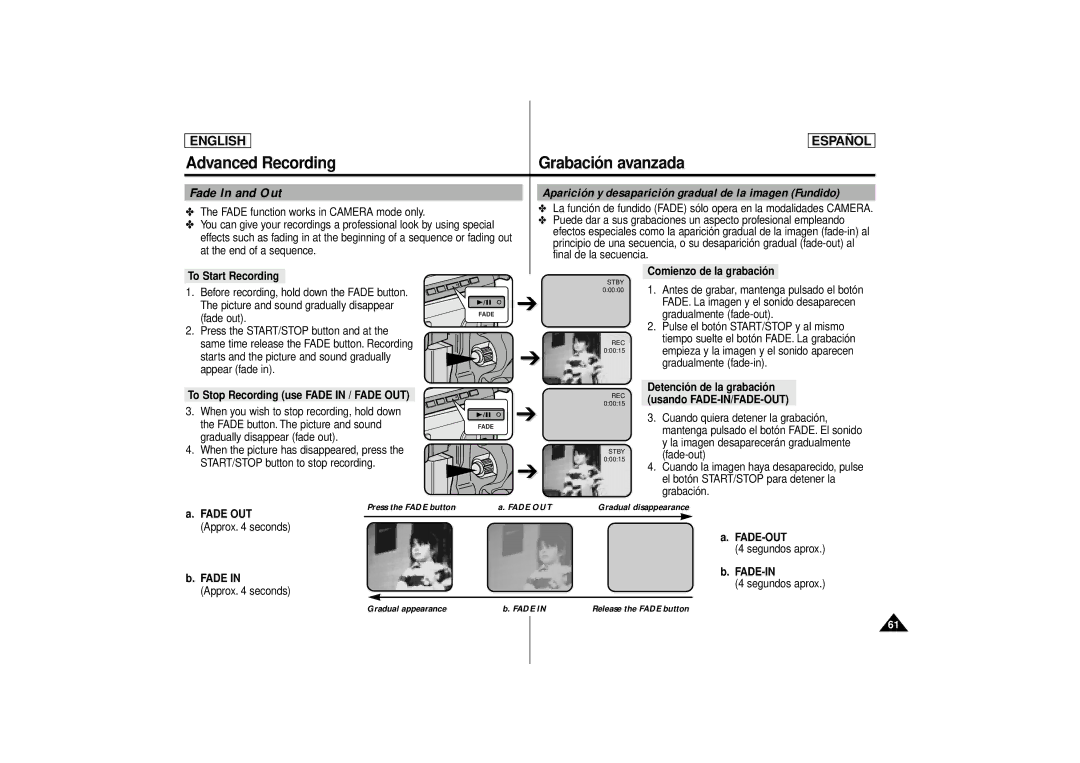 Samsung SCD80 manual Fade In and Out 