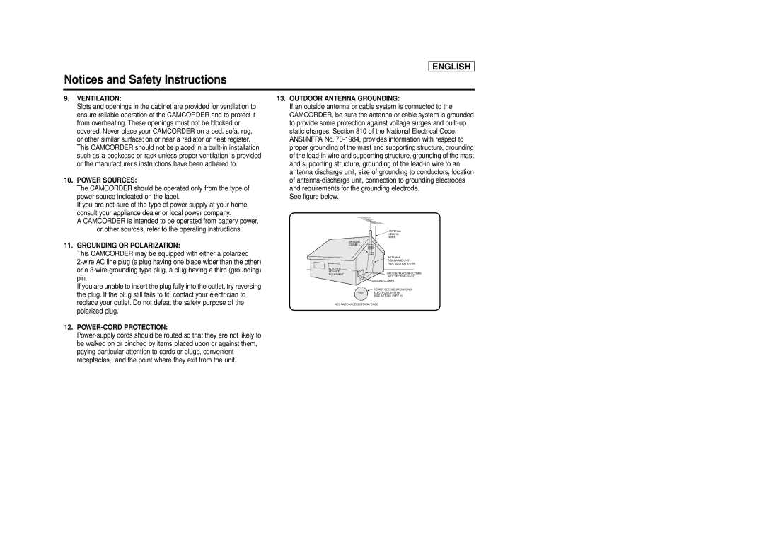 Samsung SCD86/D87 manual Ventilation 