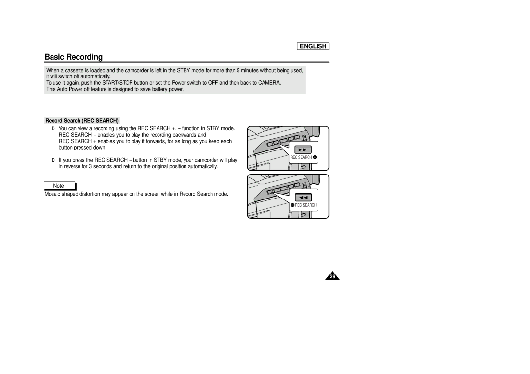 Samsung SCD86/D87 manual Record Search REC Search 