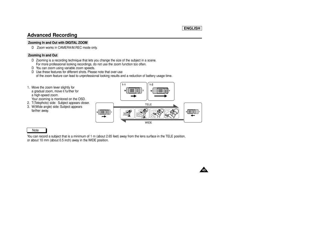 Samsung SCD86/D87 manual Zooming In and Out with Digital Zoom 