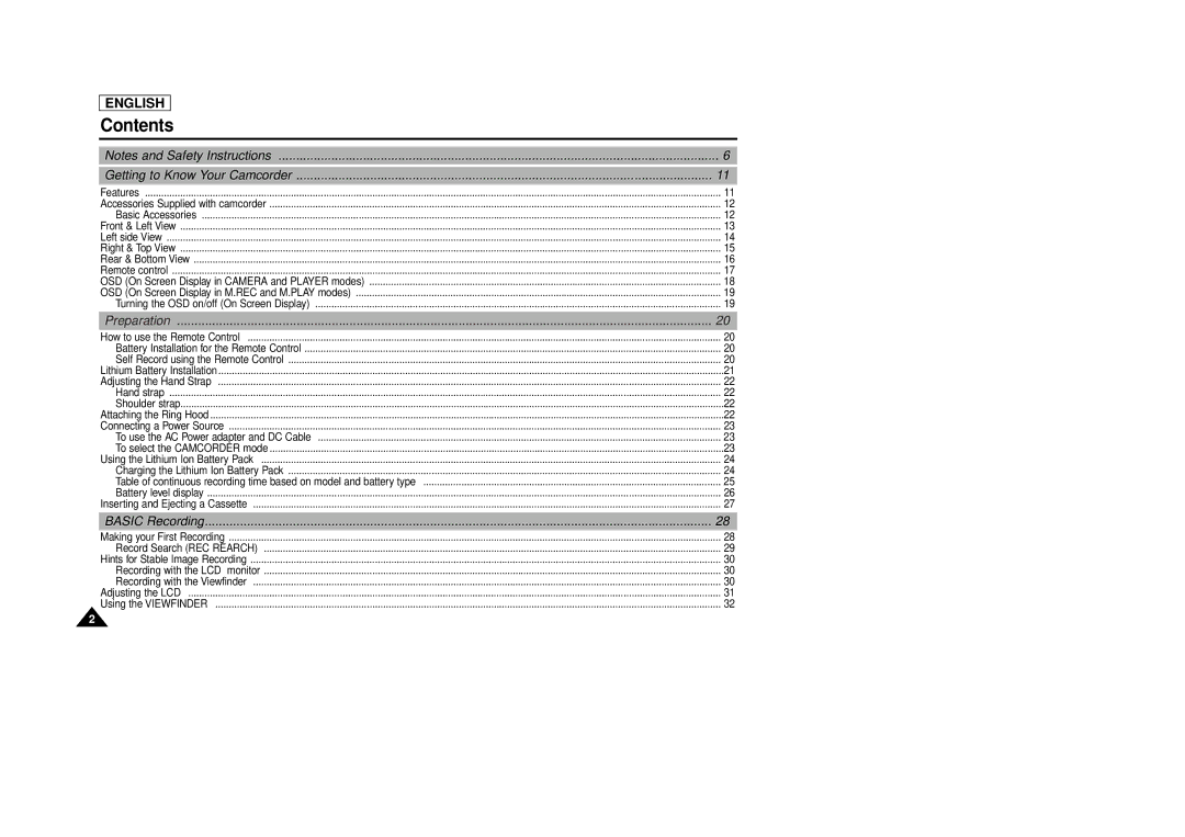 Samsung SCD86/D87 manual Contents 