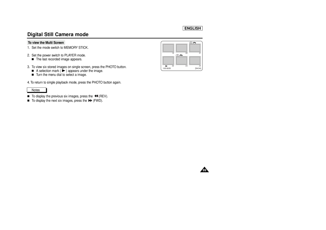 Samsung SCD86/D87 manual To view the Multi Screen 