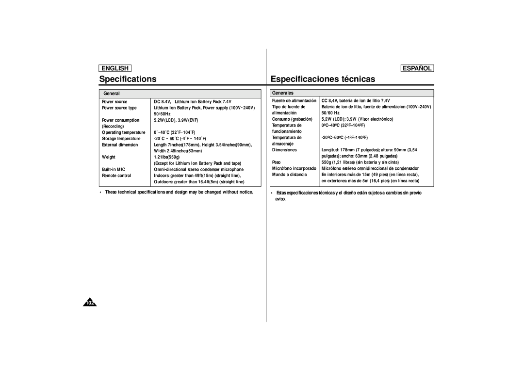 Samsung SCD87, SCD86 manual 102 