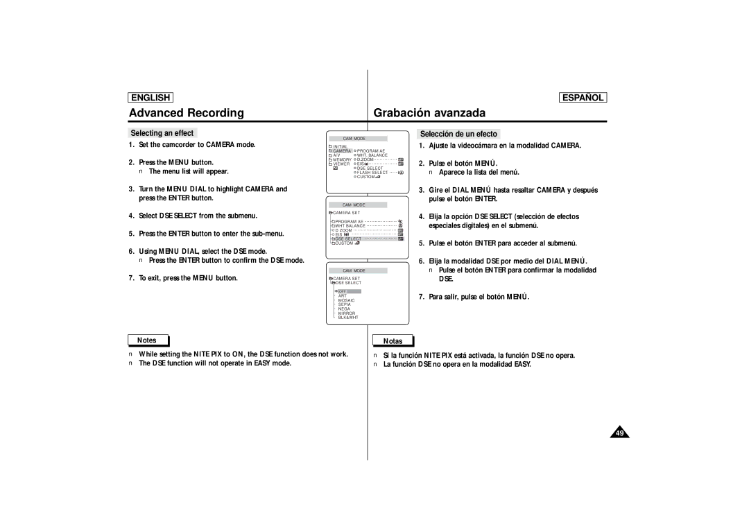 Samsung SCD86, SCD87 manual Dse 