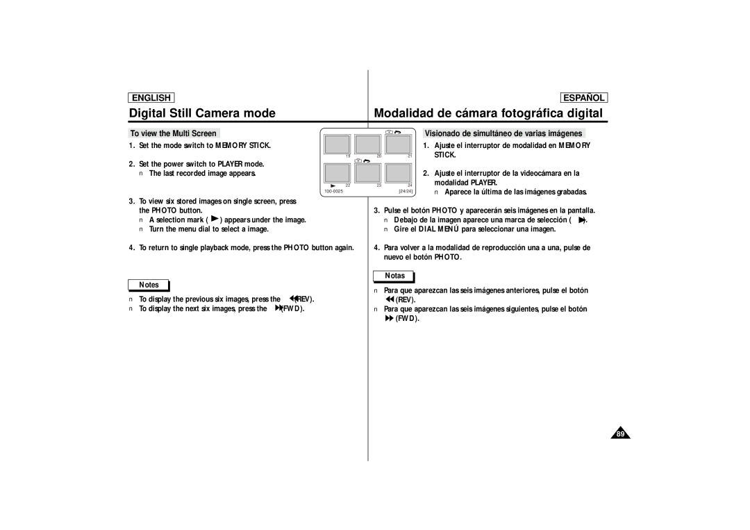 Samsung SCD86, SCD87 manual Visionado de simultáneo de varias imágenes, Stick 