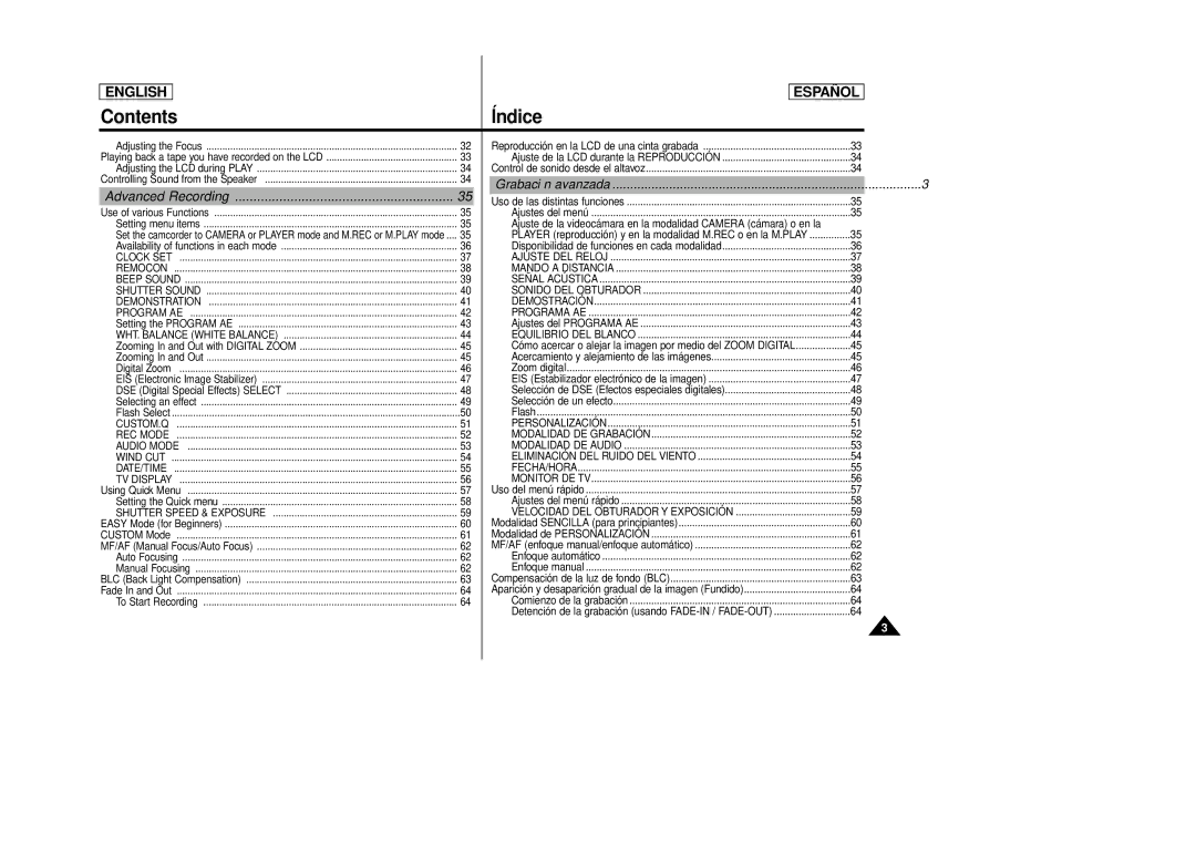 Samsung SCD86, SCD87 manual Advanced Recording, WHT. Balance White Balance 