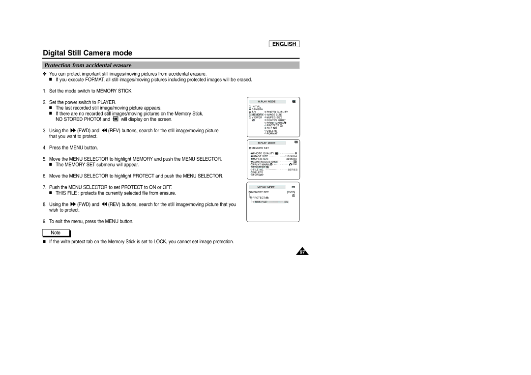 Samsung SCD903 manual Protection from accidental erasure 