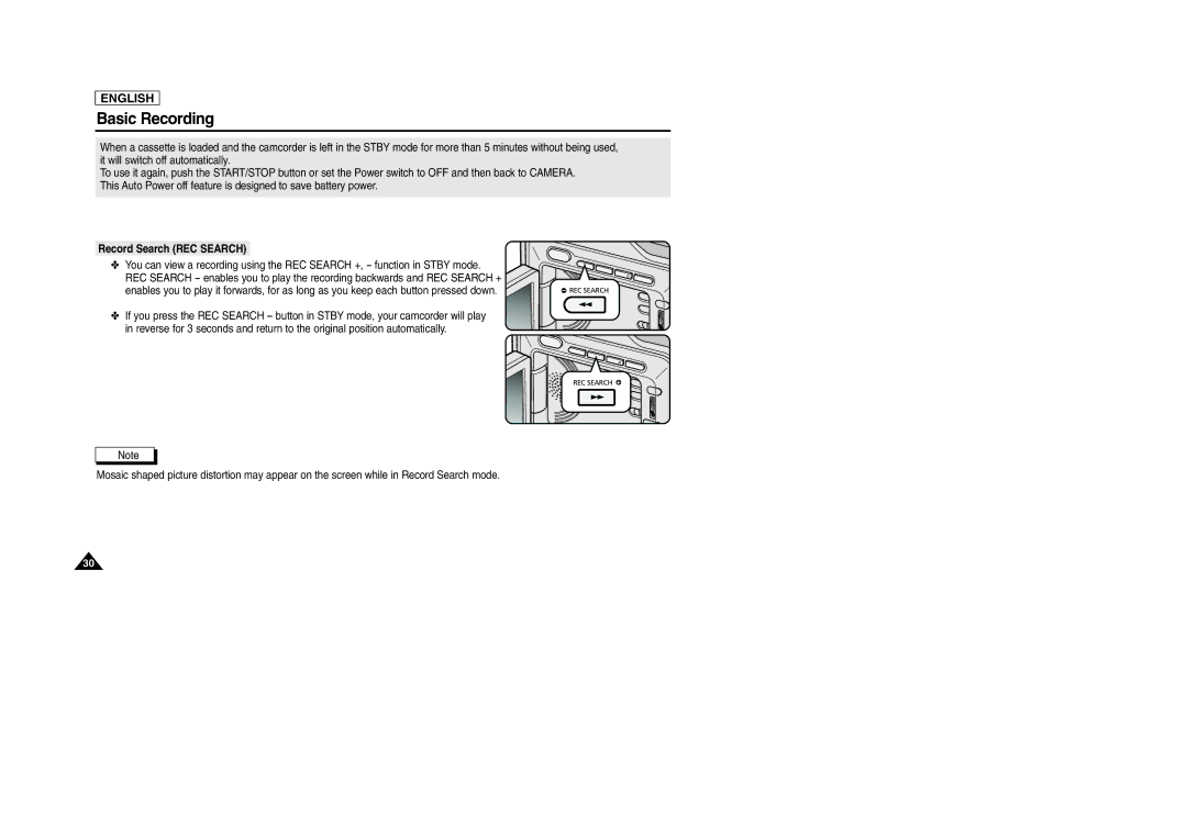 Samsung SCD903 manual Record Search REC Search 