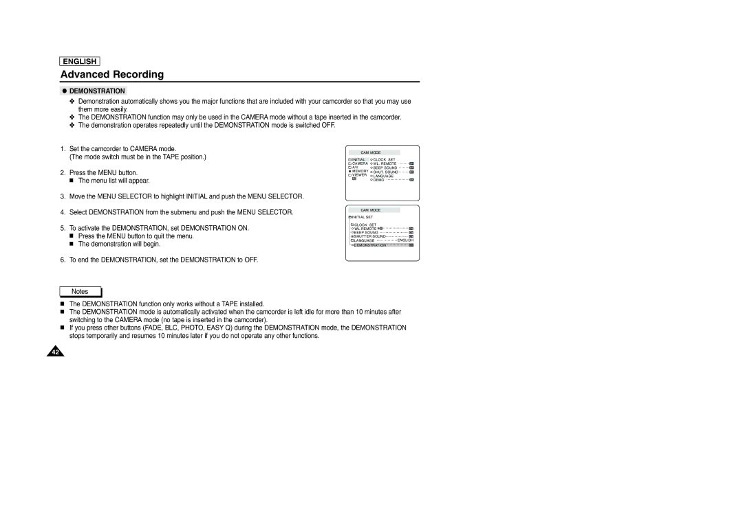 Samsung SCD903 manual Demonstration 