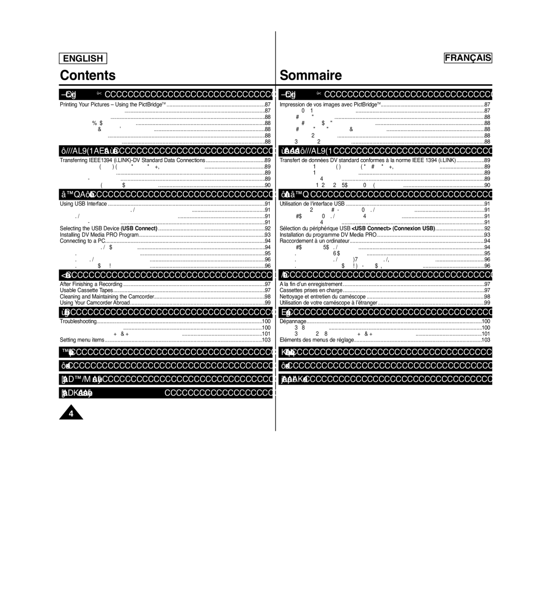 Samsung SCD963 manuel dutilisation Contents Sommaire 