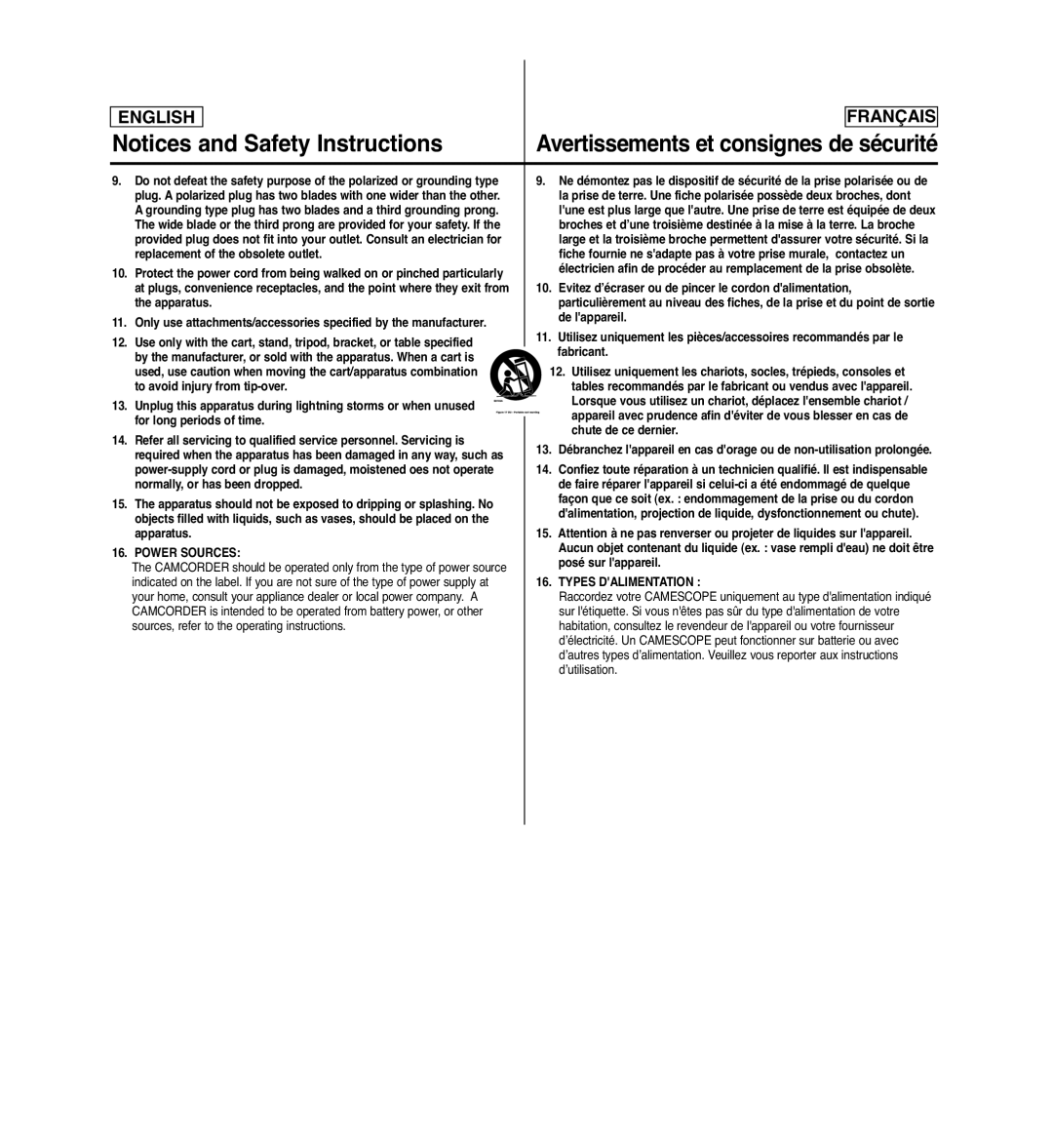 Samsung SCD963 manuel dutilisation Power Sources, Types Dalimentation 