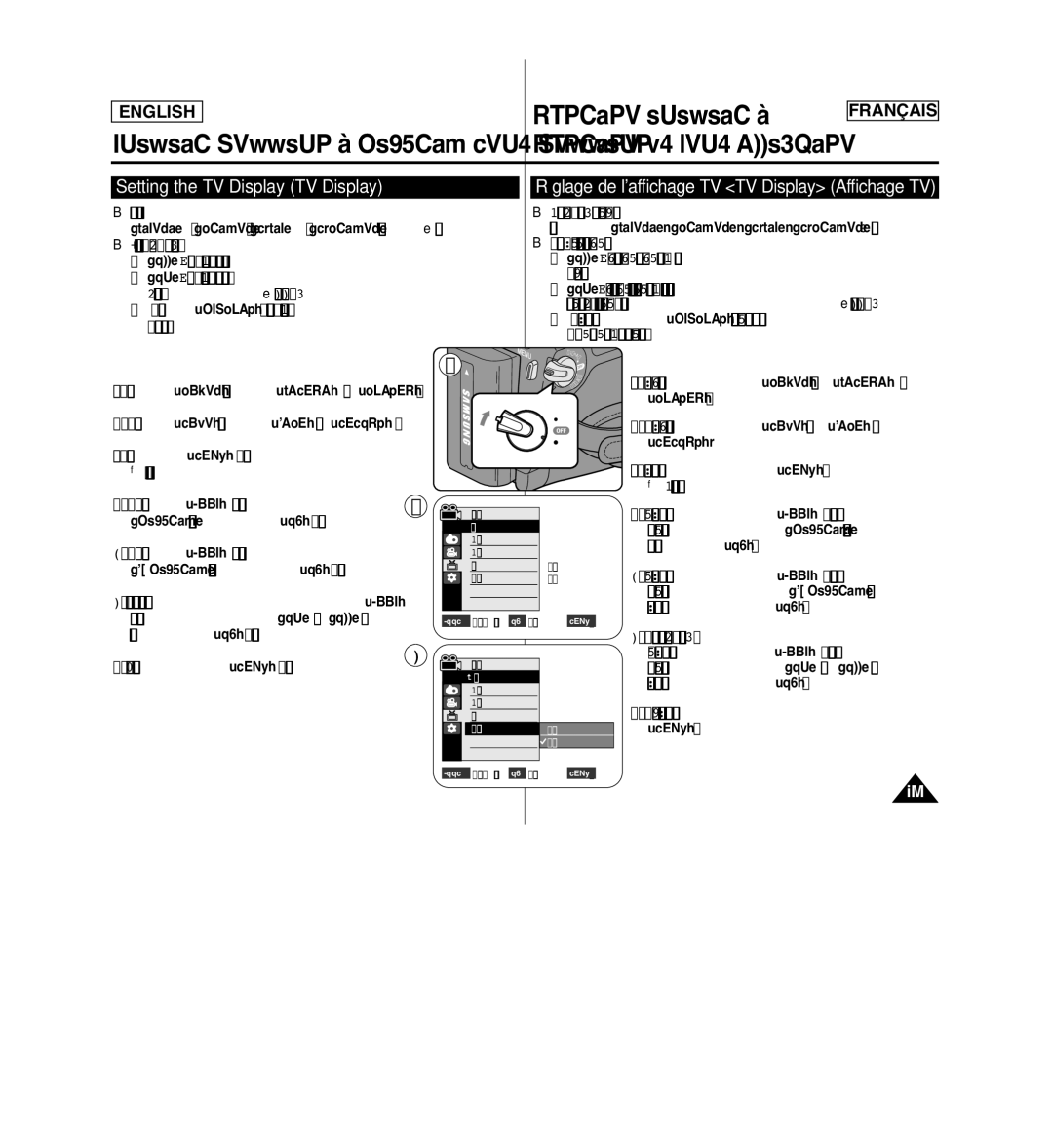 Samsung SCD963 manuel dutilisation Setting the TV Display TV Display, Réglage de laffichage TV TV Display Affichage TV 