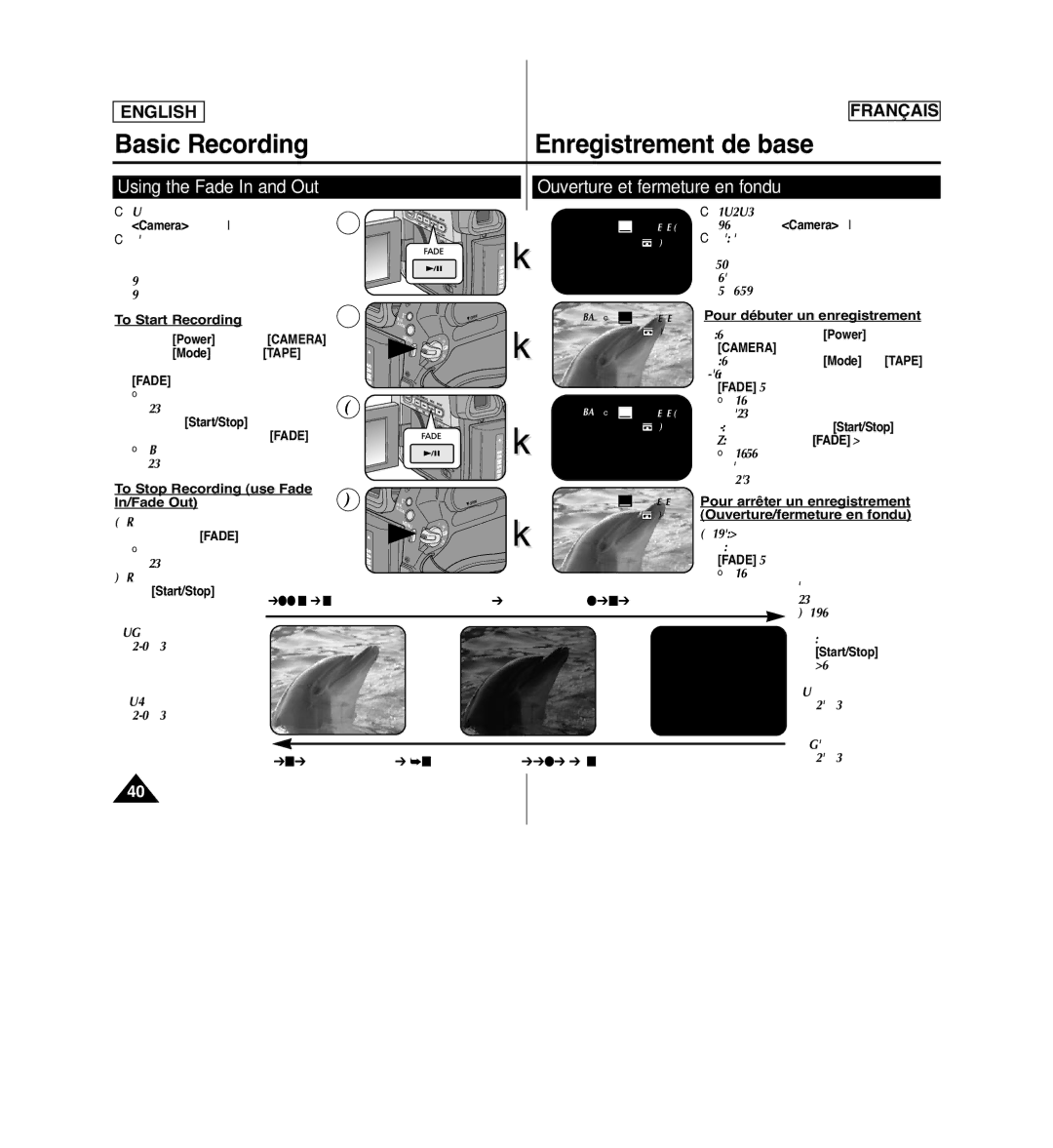 Samsung SCD963 manuel dutilisation Using the Fade In and Out Ouverture et fermeture en fondu, To Start Recording 