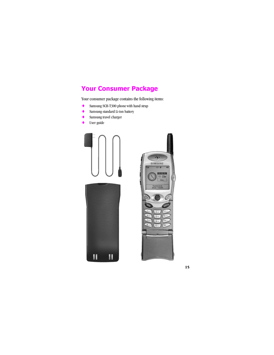 Samsung SCH - T300 manual Your Consumer Package, Your consumer package contains the following items 