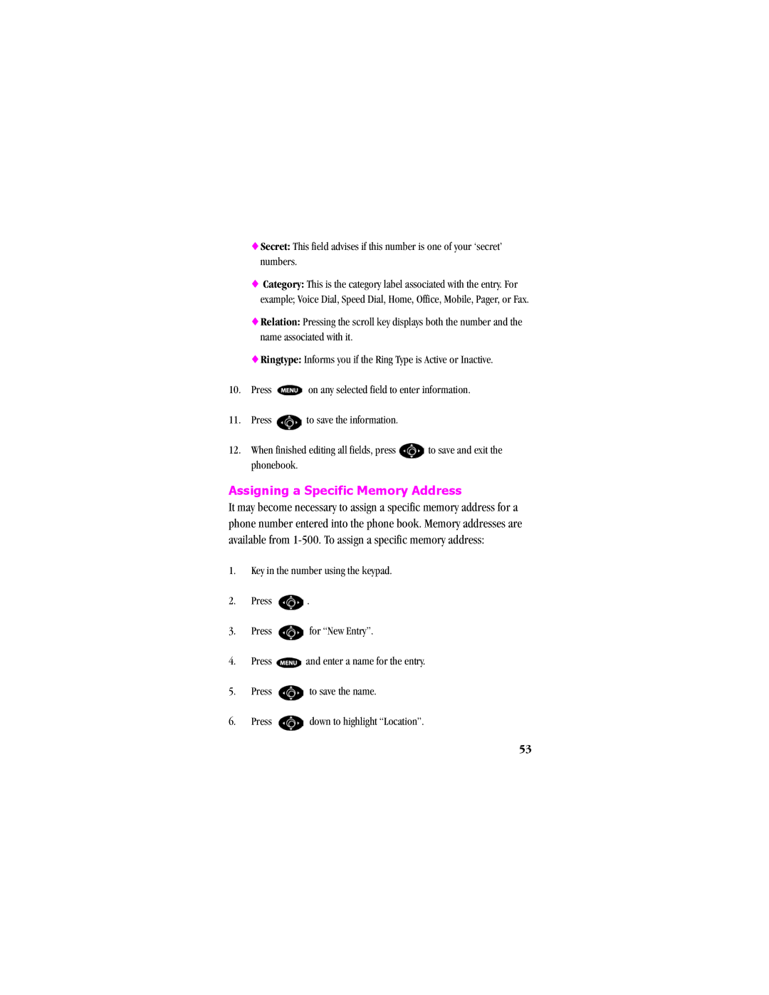 Samsung SCH - T300 manual Assigning a Specific Memory Address 