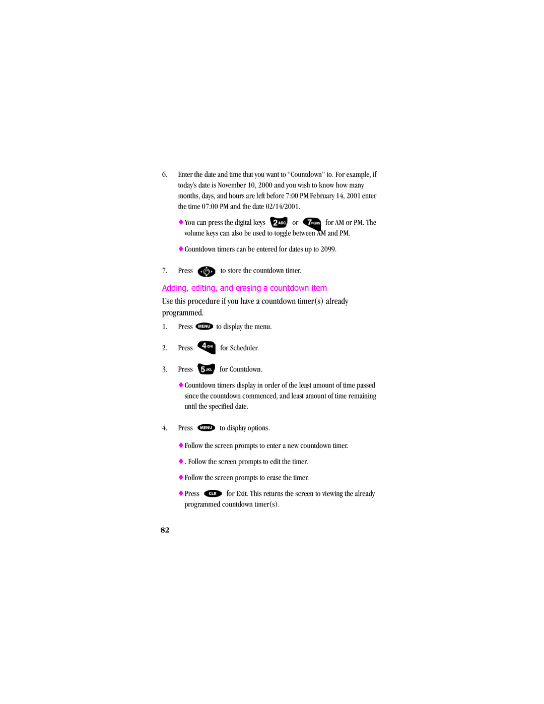 Samsung SCH - T300 manual Adding, editing, and erasing a countdown item 