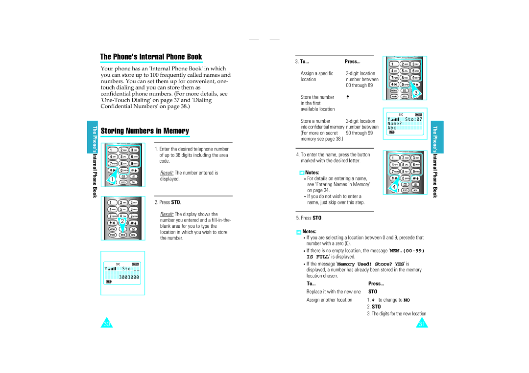 Samsung SCH-110SMOHFK manual Phones Internal Phone Book 