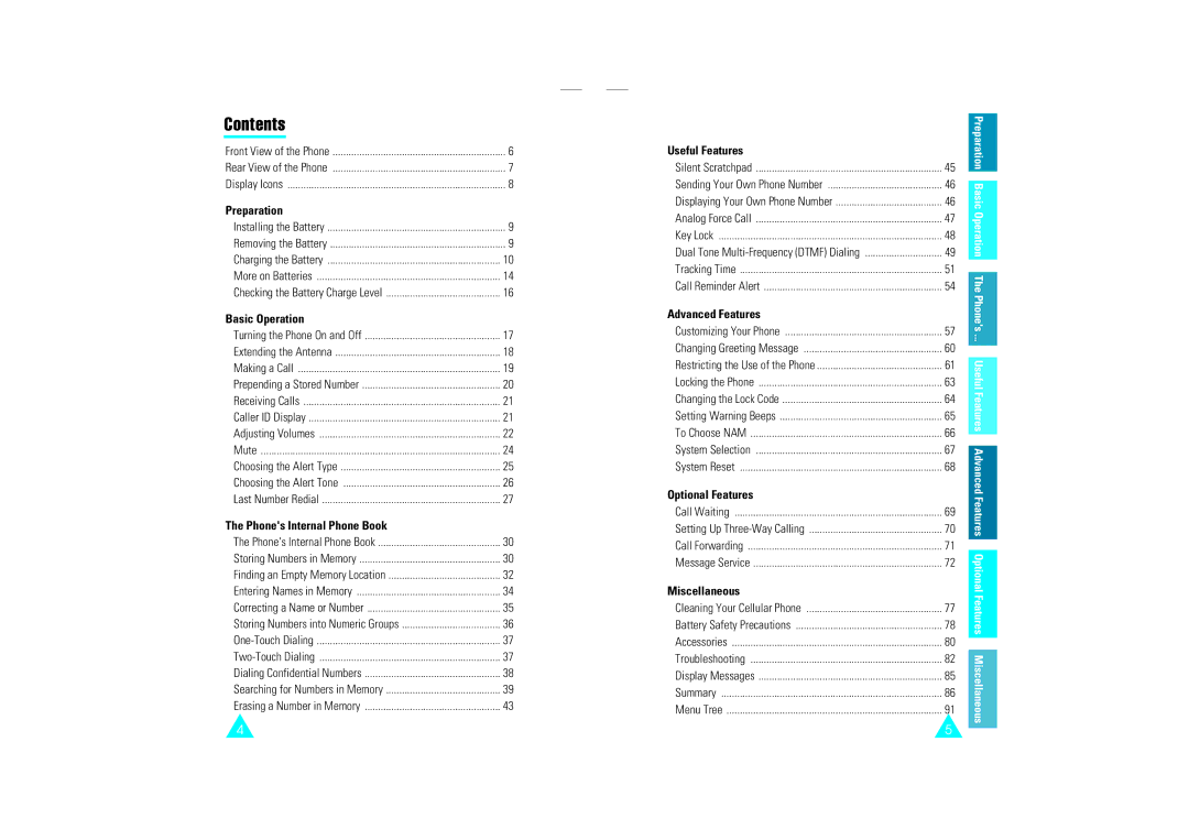 Samsung SCH-110SMOHFK manual Contents 